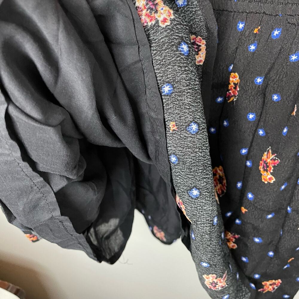 Free People Womens Two Faces Mini Dress Sz S Drop Waist Black Floral Boho Fairy - Picture 11 of 13